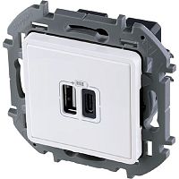 Розетка USB тип A+С без рамки Legrand Inspiria 2-м. 3000мА белый картинка